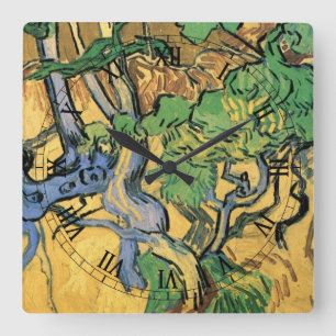 Tree Roots and Trunks von Vincent van Gogh Quadratische Wanduhr