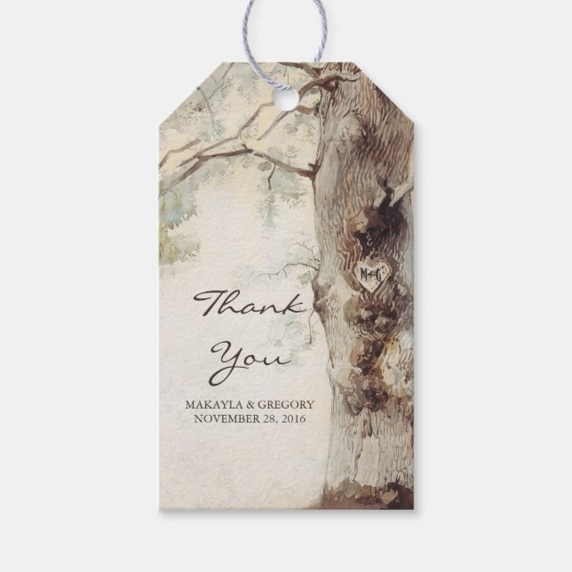 Tree Rustic Wedding Vielen Dank Geschenkanhänger (Vorderseite)