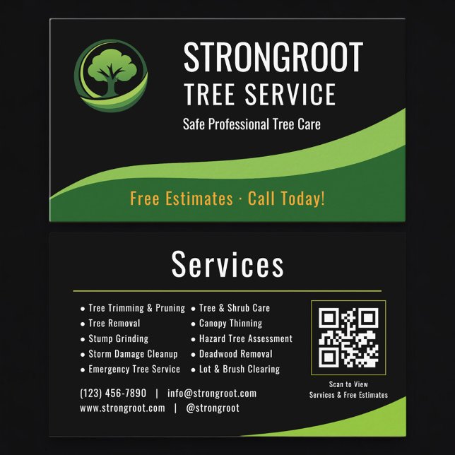 Tree Service Arborist QR Code Professional Visitenkarte (Von Creator hochgeladen)