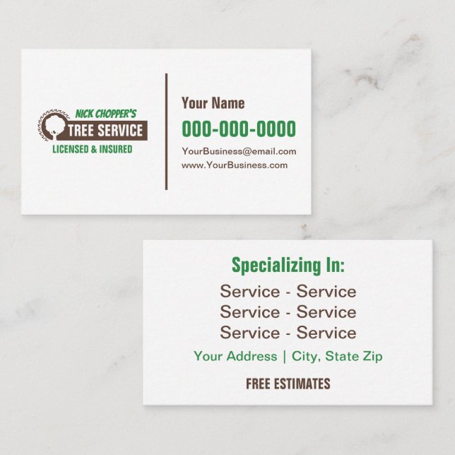 Tree Service Business Card Visitenkarte (Vorne/Hinten)