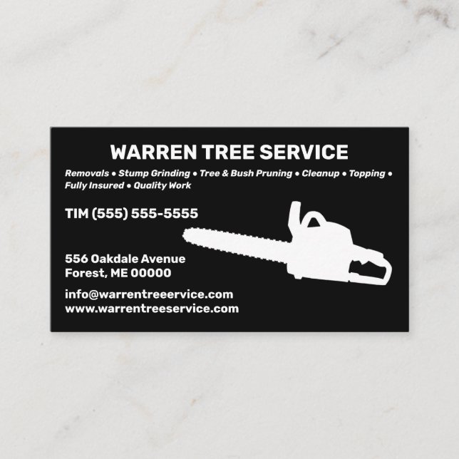 Tree Service Company Business Card Visitenkarte (Vorderseite)