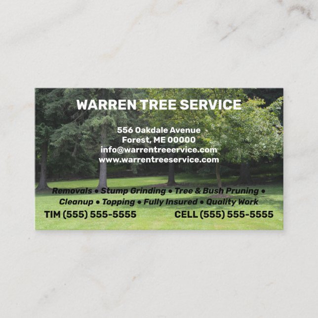 Tree Service Company Business Card Visitenkarte (Vorderseite)