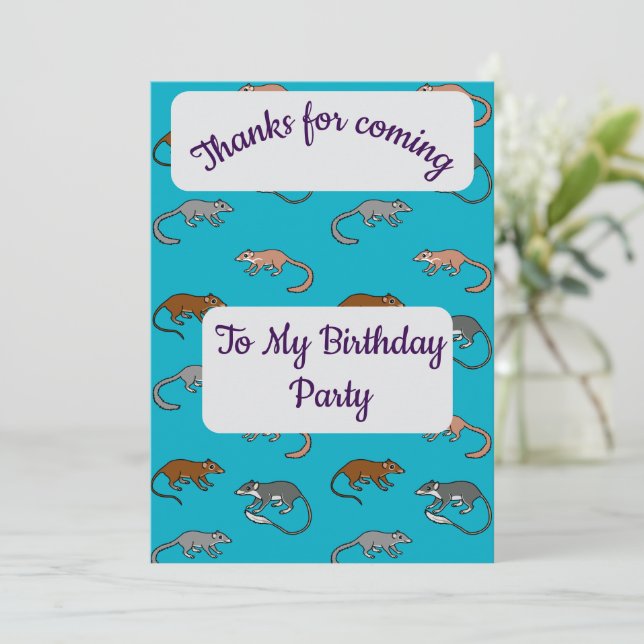 Tree Shrews Danke Karte (Stehend Vorderseite)