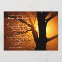 Tree Silhouette Sunset Country Wedding Invitations