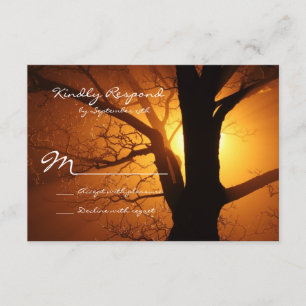Tree Silhouette Sunset Country Wedding RSVP Cards Karte