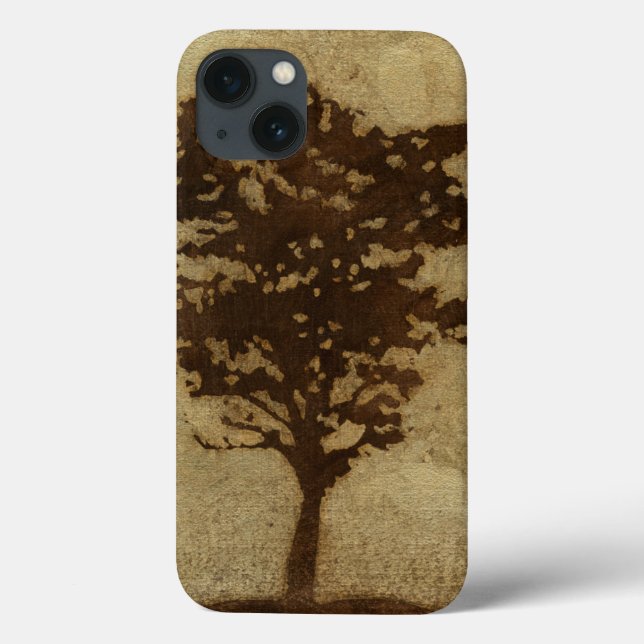 Tree-Silhouette über Bronze-Hintergrund Case-Mate iPhone Hülle (Rückseite)