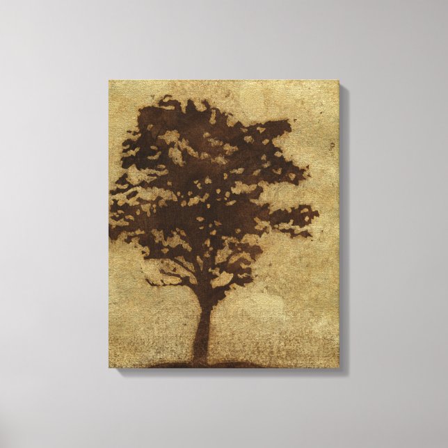Tree-Silhouette über Bronze-Hintergrund Leinwanddruck (Vorderseite)