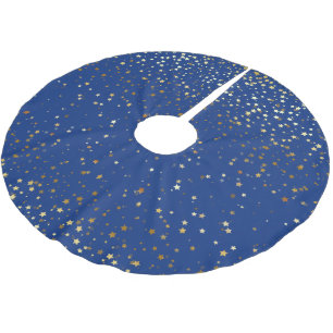 Tree Skirt-Gold Stars Royal Blue Polyester Weihnachtsbaumdecke