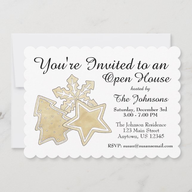 Tree Snowflake Weihnachtszucker Feiertag Einladung (Vorderseite)