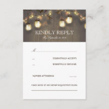 Tree String Lights Mason Jars Rustic Wedding RSVP