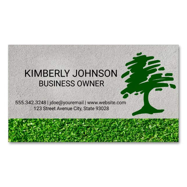 Tree Stylized Logo | Lawn Care Magnetische Visitenkarte (Vorderseite)