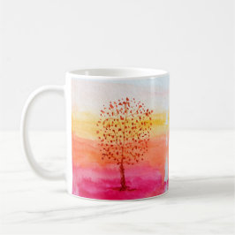 Tree Sunset Wasserfarbe Handgestrichen Kaffeetasse