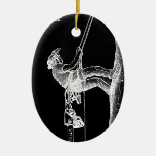 Tree Surgeon Arborist at work present Chainsaw Keramikornament