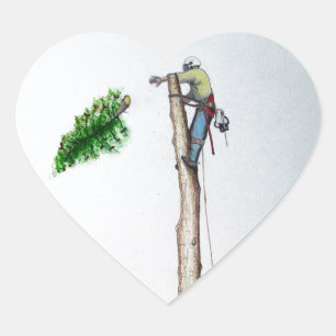 Tree Surgeon Arborist at work present Herz-Aufkleber