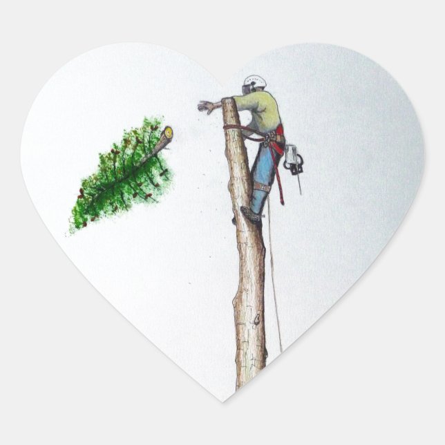 Tree Surgeon Arborist at work present Herz-Aufkleber (Vorderseite)