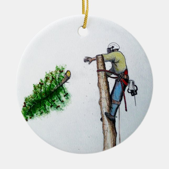 Tree Surgeon Arborist at work present Keramikornament (Vorne)
