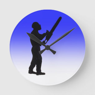 Tree Surgeon Arborist at work present Runde Wanduhr