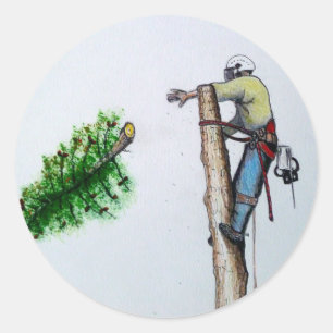 Tree Surgeon Arborist at work present Runder Aufkleber