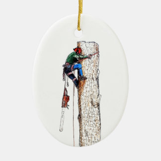 Tree Surgeon Arborist Chainsaw Keramik Ornament