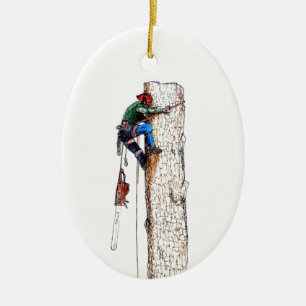 Tree Surgeon Arborist Chainsaw Keramik Ornament