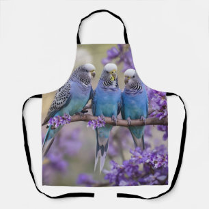 Tree Top Chatter: Blue Budgies in Jacaranda Tree, Schürze