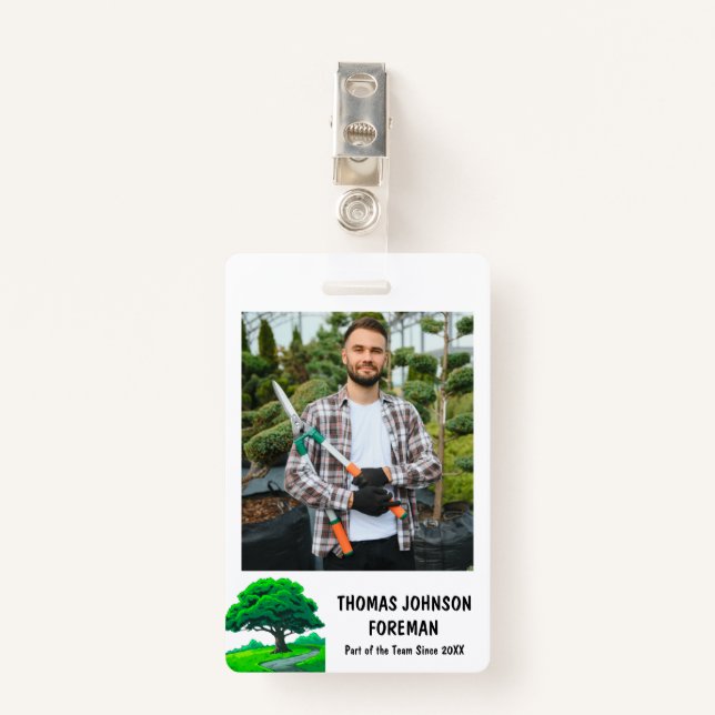 Tree Trimming Services Oak Tree Logo | Photo Ausweis (Vorderseite mit Klammer)