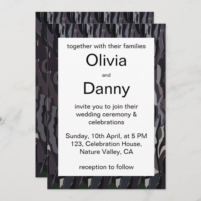 Tree Trunk Background Nature Wedding Einladung (Vorne/Hinten)