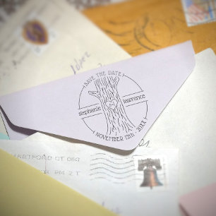 Tree Trunk Couples Initials Save the Date Hochzeit Gummistempel