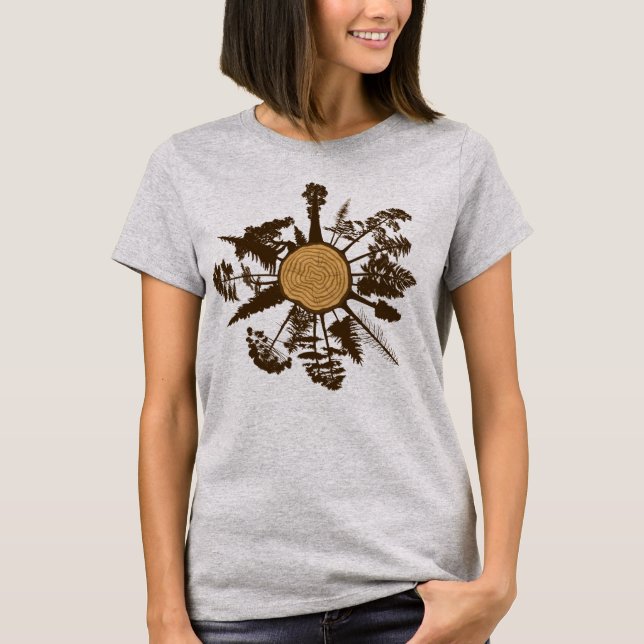 Tree Trunk Cross Section Growth Rings Pine Trees T T-Shirt (Vorderseite)