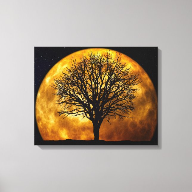 Tree und Moon Wrapped Canvas_Customizable Leinwanddruck (Vorderseite)
