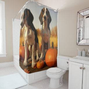 Tree Walker Coonhound Welpe Autumn Pumpkin Duschvorhang