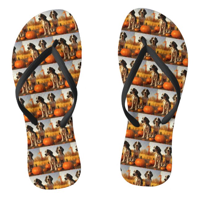 Tree Walker Coonhound Welpe Autumn Pumpkin Flip Flops (Fußbett)