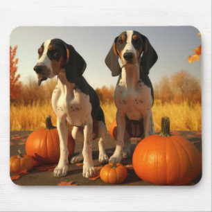 Tree Walker Coonhound Welpe Autumn Pumpkin Mousepad
