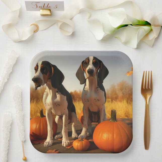 Tree Walker Coonhound Welpe Autumn Pumpkin Pappteller (Hochzeit)