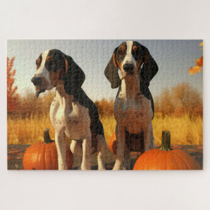 Tree Walker Coonhound Welpe Autumn Pumpkin Puzzle