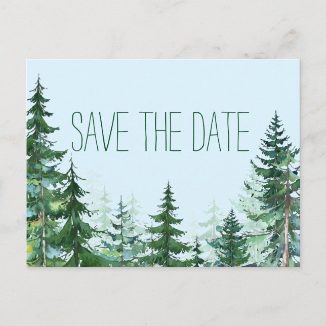 Tree Wedding Save the Date Card Ankündigungspostkarte (Vorderseite)