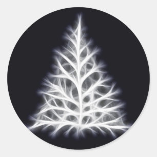Tree White Christmas Graphic Runder Aufkleber
