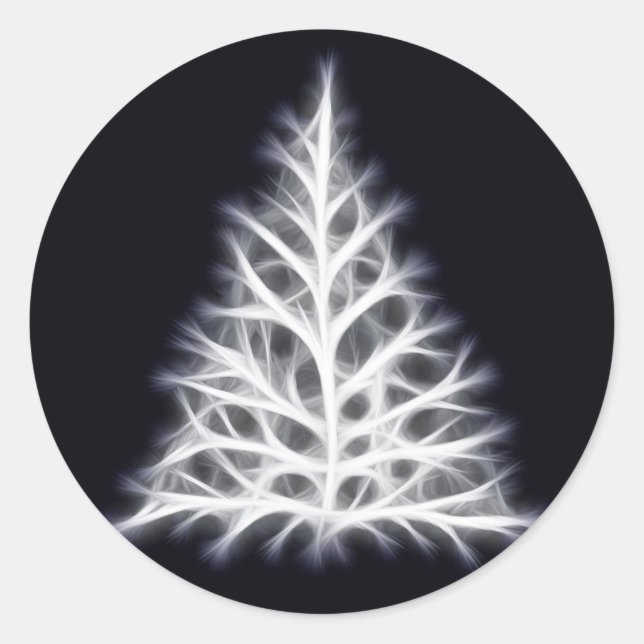 Tree White Christmas Graphic Runder Aufkleber (Vorderseite)