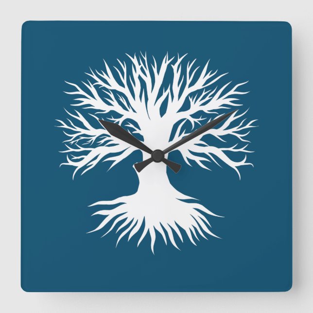Tree Winter Quadratische Wanduhr (Vorderseite)