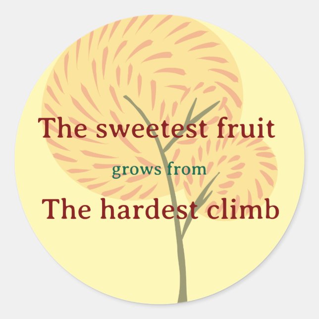 Tree with fire-like flowers and inspiration quote runder aufkleber (Vorderseite)