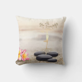 Tree Women Silhouette Zen Stones Kissen