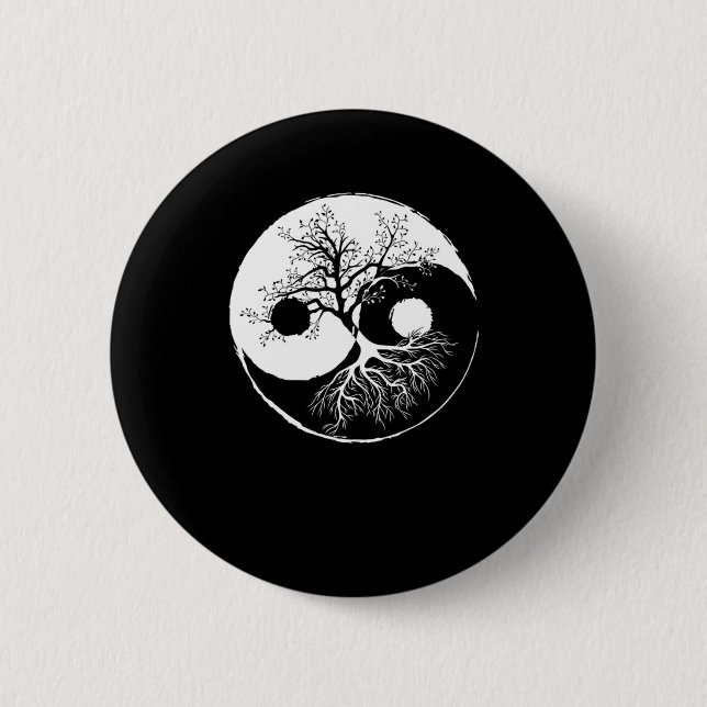 Tree Yin Yang Bonsai China Harmonie Meditation Ges Button (Vorderseite)