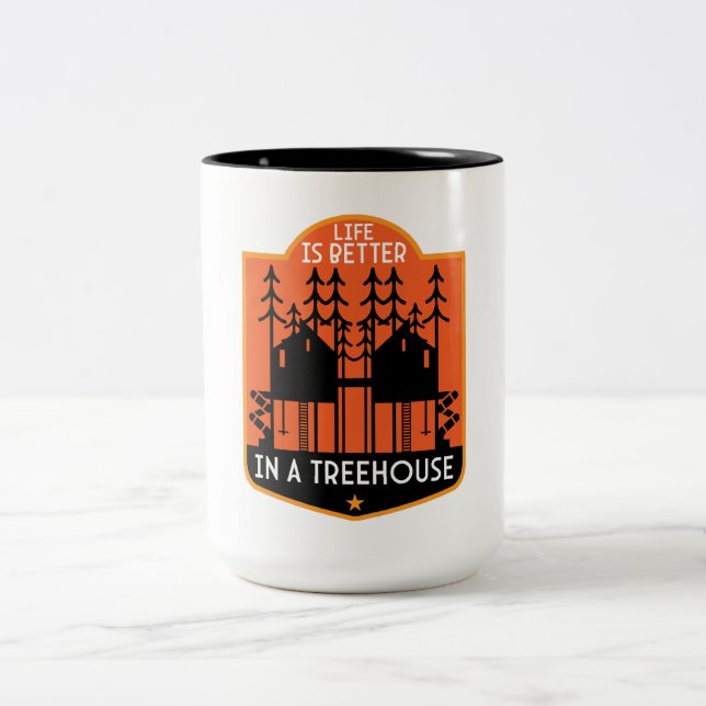 Treehouse Geschenke Zweifarbige Tasse (Mittel)