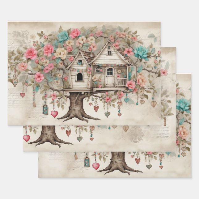 Treehouse mit Blume Geschenkpapier Set (Set)
