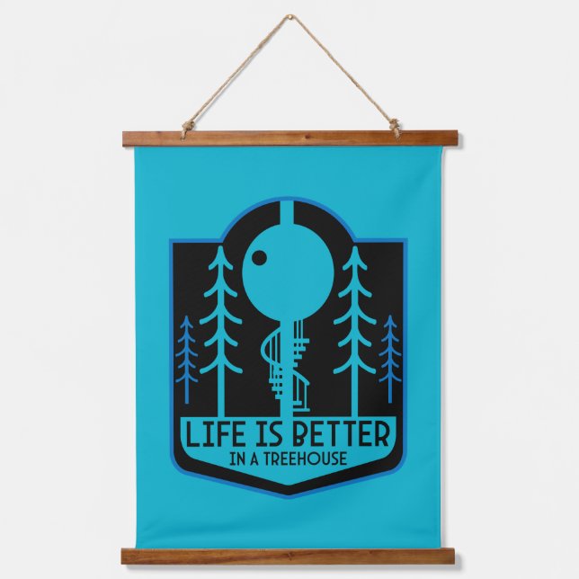 Treehouse Zuhause Wandteppich Mit Holzrahmen (Vorderseite)