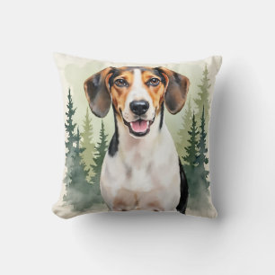 Treeing Walker Coonhound Aquarell Waldkunst Kissen