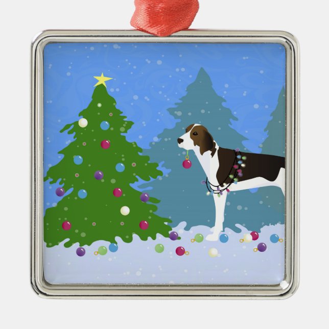 Treeing Walker Coonhound Dekorieren Weihnachtsbaum Ornament Aus Metall (Vorne)