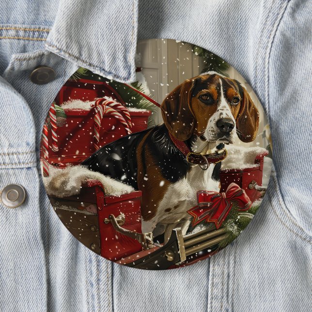 Treeing Walker Coonhound Dog Christmas Festive Button (Beispiel)