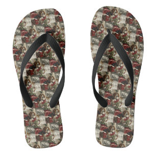 Treeing Walker Coonhound Dog Christmas Festive Flip Flops