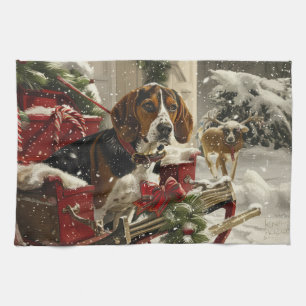 Treeing Walker Coonhound Dog Christmas Festive Geschirrtuch